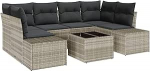 Rantry 7-teiliges Garten-Sofa-Set mit Kissen Hellgraues Poly-Rattan Gartenlounge Model3346962