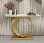 Generisch Moderner Konsolentisch in Marmoroptik - Schmaler Flurtisch f&uuml;r Wohn- und Schlafzimmer, schmaler Sofatisch hinter dem Sofa, stilvolles und platzsparendes Design