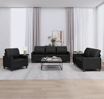 Gecheer 3-osaline diivanikomplekt, diivanikomplekt, polsterdatud diivan, Lounge diivan, diivan diivanikomplekt, istumism&ouml;&ouml;bel, elutoa diivan, tugitool, diivan, disain diivan, aia diivan koos padjaga, must kunstnahk