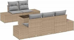 Rantry 6-teiliges Garten-Sofa-Set mit Kissen Beige Poly-Rattan Gartenlounge Model3346940