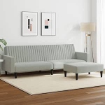 LAPOOH 3216280 2-osaline diivanikomplekt helehall samet, Lounge diivan, diivanid ja diivanid, Relax diivan, diivan elutuppa, diivan magamisfunktsiooniga
