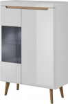 Furniture24 Nordi vitriinkapp LED-valgustusega seisev vitriinkapp (valge/valge k&otilde;rgl&auml;ikega)