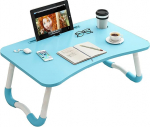 Klappbarer Laptop-Tabletttisch f&uuml;rs Bett, Klapptisch auf dem Bett, tragbarer Scho&szlig;schreibtisch, faltbarer Scho&szlig;schreibtischst&auml;nder, zum Arbeiten im Bett/auf der Couch/auf dem Sofa, Pink (Blau)