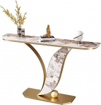 Luxuri&ouml;ser moderner Konsolentisch - Felsplatten-Design mit Metallrahmen, platzsparendes Eingangsm&ouml;bel f&uuml;r Flur, Wohnzimmer, Schlafzimmer, Foyer (Schwarz & Blau, 100 x 30 x 80 cm)