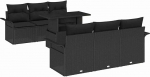 7-teiliges Garten Sofa Set mit Kissen Schwarz Poly Rattan, 2-Sitzer Garten Sofa mit Stauraum & Kissen Schwarz Poly Rattan Gartenlounge Model3356946