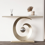 Moodne t&ouml;&ouml;stuslik stiilne koridorilaud Faux Marble Console Round Base Side Table for Living Room Entrance 100cm (White)