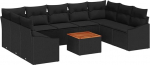 Modulares Gartensofa-Set aus Poly-Rattan mit Akazienholz - Schwarz, ideal f&uuml;r Terrasse und Garten Model3347877