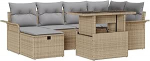 7-teiliges Garten Sofaset mit Kissen Beige Poly-Rattan Gartenlounge Model3359677