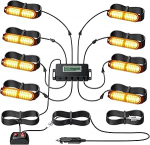 EYPINS 8 x 12 LED esipilgur, 30 režiimi hoiatusvalgus, stroboskoopiline vilkuv valgus, LED vilkuv valgus, oranž, 48 W IP65 12/24 V veoauto, traktori, auto, veoauto, h&auml;daolukorras t&otilde;stukite h&auml;daolukorra hoiatus E-m&auml;rgis