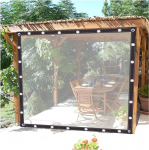 WBBML V&auml;ljas kardinad koos aasadega 0,12 mm l&auml;bipaistev papp, veekindel l&auml;bipaistev papp Pergola / veranda / ilmastikukindel papp (v&auml;rv : selge, suurus : 2.5x1.5m)