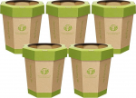 Pack of 5 Cardboard Bin (12 L) Reusable, Foldable, Recyclable, Plastic-Free Waste Paper Basket & Emergency Toilet for Children Outdoors, Waste Bin Small for Office, Children's Room for Boys/Girls & On