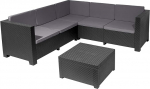 SP Berner Oasis Graphite Garden Patio Furniture Set 3 Piece 3 2 Seater Sofa and Coffee Table with Storage Recycled Plastic