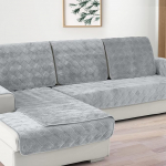 Deep Dream Sectional Couch Covers Velvet Sofa Cover Furniture Protector Non-Slip for Dogs Cats Kids 36 x 84 inches - Light Grey (Sold as Piece/Not All Set)