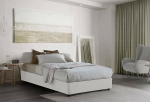 Talamo Italia - Chiara White Fabric Double Bed - 100% Made in Italy - Front Opening + Mattress 120 x 190 cm