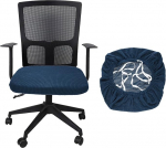 sourcing map Office Chair Cover,Stretchy Soft Lattice Texture Swivel Chair Cover Washable Desk Computer Seat Cover Protector for Office Home L(45-48cm),Navy Blue