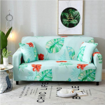 KnSam Sofa Cover, Couch Cover, Tropical Leaves, Polyester Sofa Chair Protector, Non-Slip, Elastic, with Fixed Foam Strips, Suitable for 2-3 Seater Sofa, Sofa Covers, Light Green, 1 Seater, 90-140 cm