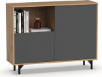 MUEBLES PITARCH Anori Oak Gold and Grey Sideboard for Living Room Dining Room with Legs 112cm