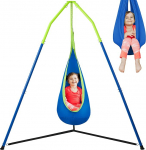 FUNLIO 2-in-1 v&otilde;rkkiik komplekt koos stendiga, kolmnurkne metallist raam koos v&otilde;rkkiikuga ja suletud v&otilde;rkkiikuga, raske terasest stend kuni 200 naela, reguleeritav k&otilde;rgus, sise- ja v&auml;litingimustes kasutamiseks