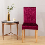 LinFortune 6er Set Stuhlhussen aus Pannesamt f&uuml;r Esszimmer Stretch Parsons Stuhl K&uuml;chen Schonbez&uuml;ge abnehmbar rutschfest waschbar Sitzschutz f&uuml;r K&uuml;che und Hotel (6 Rotwein)