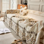 Hearda Chenille diivanitekk, etnilise stiili diivanitekk, diivanitekk, diivanitekk, diivanitekk, tupsudega tekk, diivanitekk, 1, 2, 3, 4-kohaline, p&ouml;&ouml;ratav diivanitekk (180 x 300 cm, khaki)