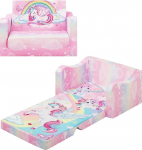 Laste diivan kokkupandav 2-in-1, stabiilne diivanvoodi teismelistele ja t&uuml;drukutele, pehme laste diivan pehmeks lugemisnurgaks, roosa &uuml;kssarvik