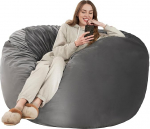Bean Bag Chair Bean Bag toolid t&auml;iskasvanutele Giant Bean Bags with Velvet Cover Bean Bag Fluffy Bean Bags for Living Room Bedroom Grey 90 x 90 x 49 cm