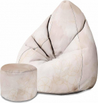 DreamRoots T&auml;idisega t&auml;iskasvanute Bean Bag 80 x 80 x 120 cm - Bean Bag Tool - Bean Bags koos seljatoe ja kaanega - Bean Bag Chair - Chill Chair Velvet Boho Beige Flowers