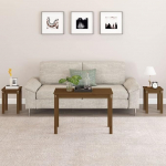 Nesting Tables Set of 3 Honey Brown Solid Pine Wood - Nesting Tables Set of 3 Solid Pine Wood Honey Brown Space Saving Modern Side Tables for Living Room Bedroom - Includes Wall Bracket for Safety