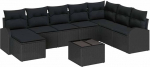 vidaXL Diivan Set mit Kissen mit Speicher 9 pcs Schwarz Poly-Rattan, Garten und Terrasse, Moderne modulare M&ouml;bel, leichtes Sofaset, wetterfeste Sitzgelegenheiten, stylische Sammlung