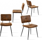 MEUBLE hubane s&ouml;&ouml;gitooli komplekt 4 k&ouml;&ouml;gitoolist Vintage elutoa tool polsterdatud tool seljatoega istmega, mis on valmistatud mokkast metallist jalgadest, pruunid jalad