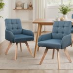 Zouron S&ouml;&ouml;gitoa toolid p&ouml;&ouml;rlevad sinised - 2 k&ouml;&ouml;gitooli komplekt Pehmendusega p&ouml;&ouml;rlev tool P&ouml;&ouml;rlev tool k&auml;etugedega seljatoega puuvillane lina p&ouml;&ouml;gipuidust jalad 120 kg kandev&otilde;ime