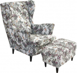 Highdi 2-osaline Wing Chair Cover koos Ottomani kaitsva kattega, tugitooli visked, Wing Chair kaitsvad katted, Stretch Tiger Chair Cover koos k&auml;etoega, k&otilde;rge seljatoega (s&uuml;gis)