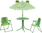 Siena Garden Froggy 672614 Laste aiakomplekt, mis koosneb 2 klapptoolist / 1 lauast / 1 p&auml;ikesevarjust