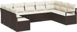 9-teiliges Garten Sofa Set mit Kissen Braun Poly Rattan Gartenlounge Model3355207