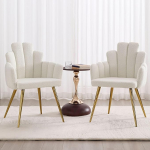 S&ouml;&ouml;gitoa toolid komplekt 2 Faux Fur polsterdatud toolid koos seljatoega Shell tugitool K&ouml;&ouml;k pehmendusega aktsenttool K&ouml;&ouml;gitoolid metalljalgadega magamistoas/elutoas Valge