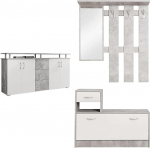 Stella Trading Lift Highboard riiuliga betoonist, valge ja peegliga mattvalge - kompaktne riidekorpus betoonist - 100 x 190 x 26 cm (B x K x S)