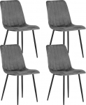 Home Collective Polsterdatud s&ouml;&ouml;gitoatool Elutoatoatool Mugav ja vastupidav disain halli sametist istme ja mustaks v&auml;rvitud metalljalgadega 90 cm k&otilde;rgus 120 kg kandev&otilde;ime 4 tk komplektis