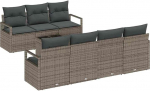8-teiliges Garten Sofa Set mit Kissen in Grau - Poly Rattan, 2-Sitzer Garten Sofa mit Kissen in Grau - Poly Rattan Gartenlounge Model3346289