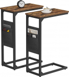 TUTOTAK C-kujuline k&uuml;ljelaud, k&uuml;ljelaud diivanile, diivanilaud koos hoiukotiga, telerilaud elutuppa, magamistuppa, pruun TB01BB0822