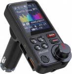 Nulaxy KM30 Bluetooth Adapter Car, Strong Microphone FM Transmitter Car Bluetooth with 1.8 Inch Colour Screen for Hands-Free Calls, Supports QC3.0 Charging, Treble and Bass Music Player