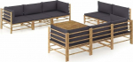 Festnight Garden Lounge Furniture, Patio Garden Furniture Set, Bambus Garden Lounge Diivan, Outdoor Couch Set, Garden Diivan Set, Patio Furniture, 9 t&uuml;kki