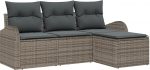 Model3345989 4-osaline aia diivan komplekt koos pehmendusega Grey Poly Rattan Garden Lounge