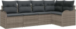 5-teiliges Garten Sofa Set mit Kissen Grau Poly Rattan, 2-Sitzer Garten Sofa mit Stauraum & Kissen Grau Poly Rattan Gartenlounge Model3354368