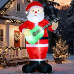 Ycolnaefllr 240cm j&otilde;ulukaunistus T&auml;ispuhutav j&otilde;uluvana, isa, kes m&auml;ngib kitarri j&otilde;uludeks hiiglaslikku j&otilde;ulukaunistust, sisseehitatud LED tuled sobivad &otilde;uealale aedadele