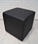 Quattro Meble Real Leather Stool 45 x 45 x 45 cm Cowhide Seat Cube Footstool Upholstered Stool Real Leather Puff Black