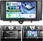 SIXWIN [8-tuumaline] 4+64G Android 13 Carplay Android autoraadio Mercedes-Benz Smart Fortwo 2011-2015, 9-tolline puuteekraan, 1280 x 720, DSP GPS WiFi BT USB FM RDS Radio Mirror Link + 32 Band EQ