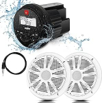 Veekindel Bluetooth Marine Stereo k&otilde;lar 2 x 6,5-tolline antennivastaja koos MP3-m&auml;ngijaga DAB+/AM/FM-raadio ja USB-ga muusika striimimiseks paatidel, golfik&auml;rudel, ATV UTV-del ja mullivannides (DAB+).