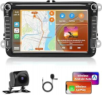 4+64G Motorsi autoraadio VW Seat/Skoda/Altea/Toledo/Leon/Altea XL koos Carplay/Android autoga, 8-tolline HD Stereo Con GPS/WiFi/FM/RDS/SWC/BT/USB/EQ/DSP/Canbus + tagurduskaamera