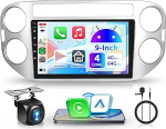 4G 64G Android Autoradio VW Tiguan 2010-2015 9-tolline traadita Carplay puuteekraaniga autoraadio koos Android auto navigatsiooniga GPS peeglilink Bluetooth FM/RDS/DAB/DVR/EQ/WiFi roolijuhtimiss&uuml;steemiga