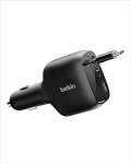 Belkin autolaadija USB C 75W koos sisset&otilde;mmatava 75 cm USB-C kaabliga - iPhone'i autolaadija, &uuml;hildub iPhone 17 ja 16 seeria, Galaxy S25, AirPodi, tahvelarvuti, MacBooki, Chromebooki jne. - Reisimine